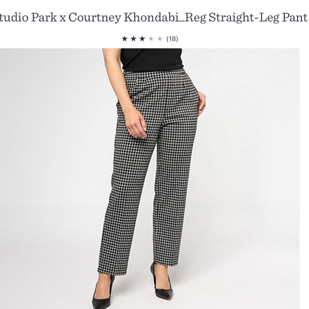 Studio Park Courtney Khondabi black check pants, Medium Tall, NWOT